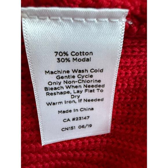 Talbots Plus Red Chevron  Stitch  Split Neck Size 2X - Picture 8 of 9